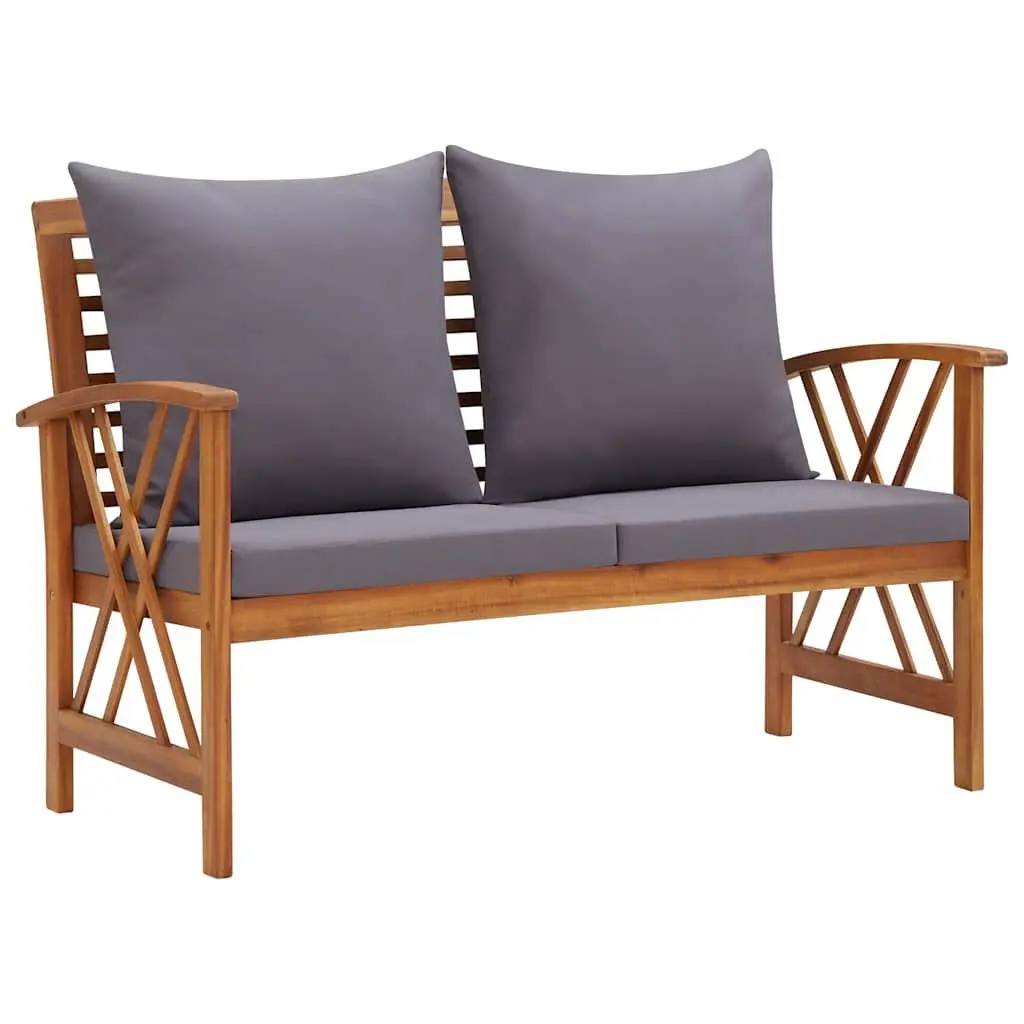 2-Piece Garden Lounge Set Wooden Bench Coffee Table Outdoor Patio Furniture