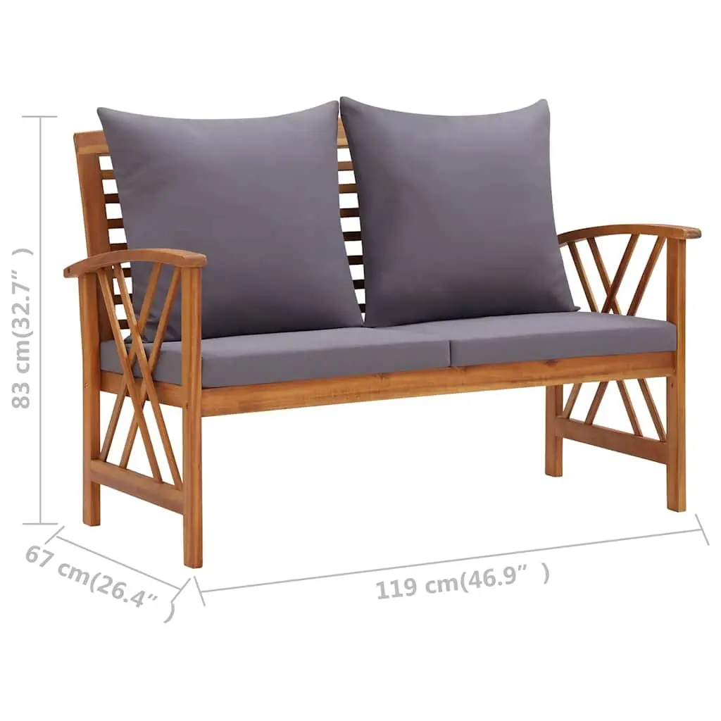 2-Piece Garden Lounge Set Wooden Bench Coffee Table Outdoor Patio Furniture