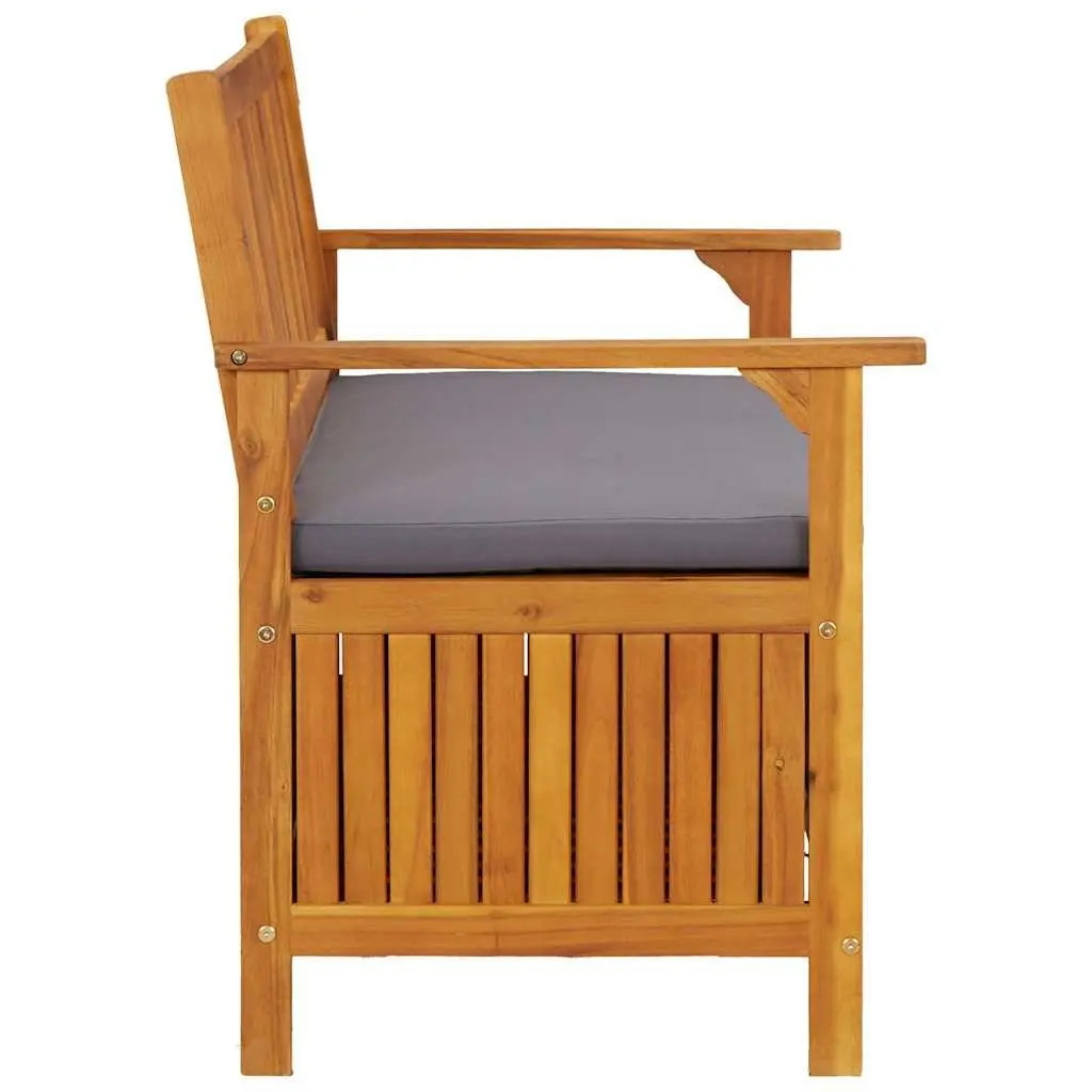 Storage Bench Rustic Wooden 120cm Outdoor Seating with Compartment Grey