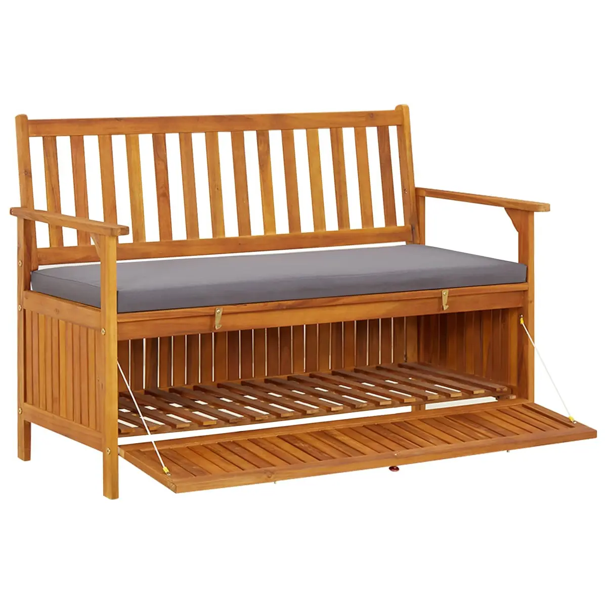 Storage Bench Rustic Wooden 120cm Outdoor Seating with Compartment Grey
