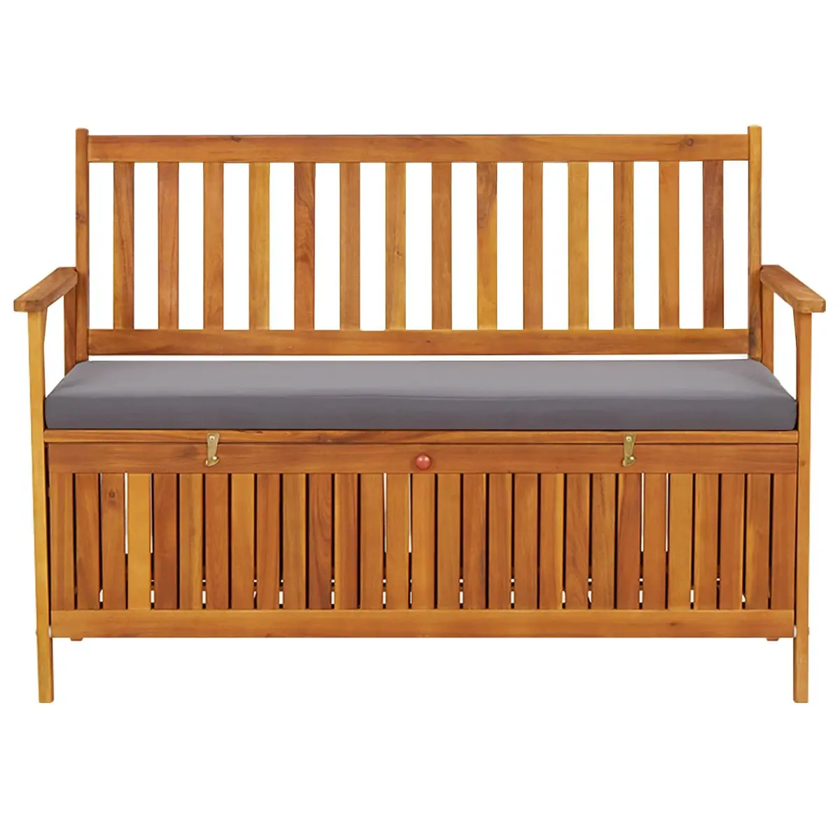 Storage Bench Rustic Wooden 120cm Outdoor Seating with Compartment Grey