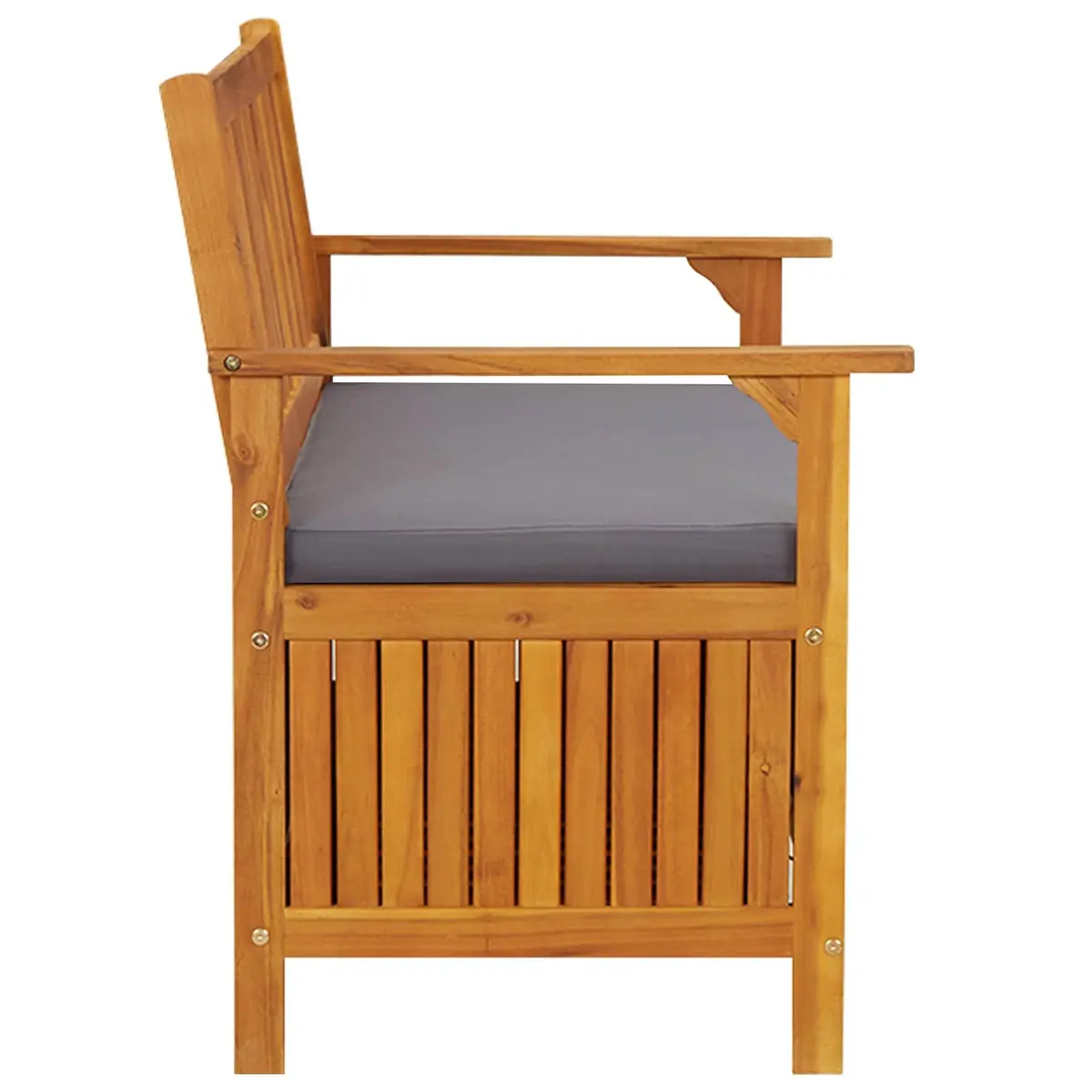 Storage Bench Rustic Wooden 120cm Outdoor Seating with Compartment Grey