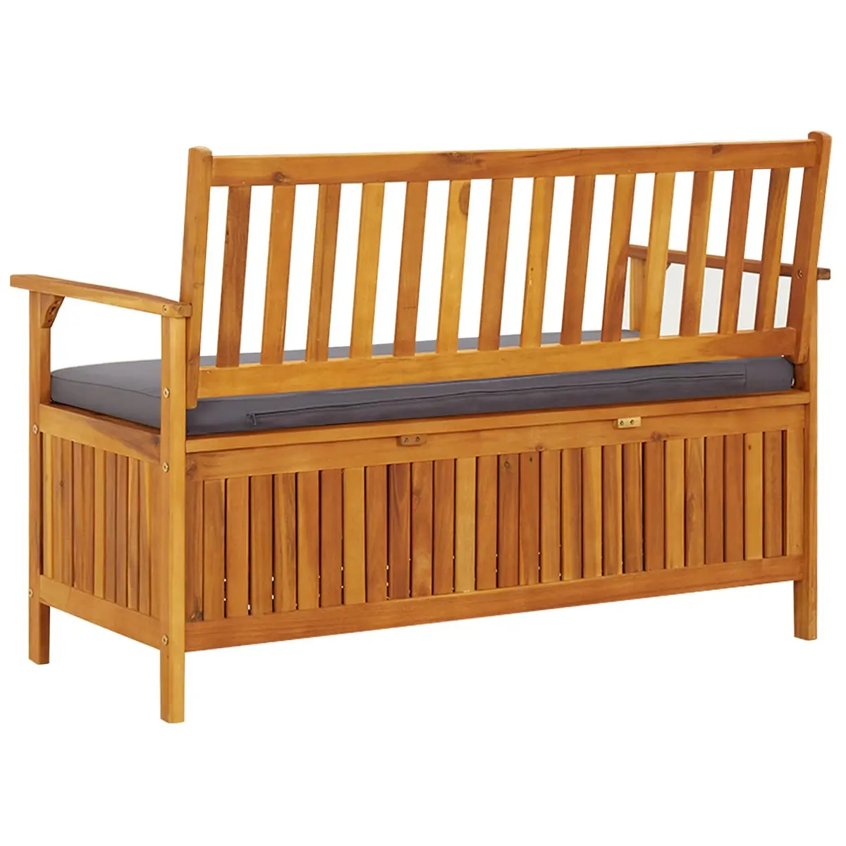 Storage Bench Rustic Wooden 120cm Outdoor Seating with Compartment Grey