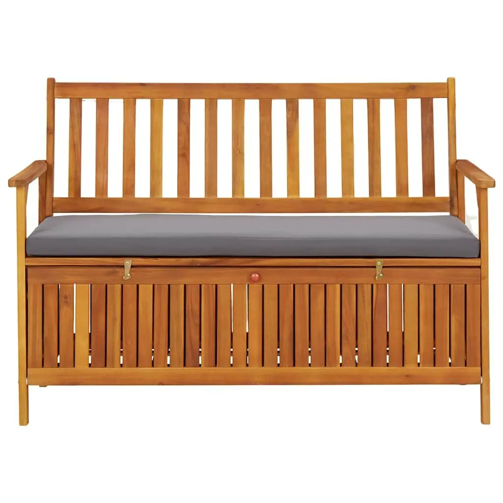 Storage Bench Rustic Wooden 120cm Outdoor Seating with Compartment Grey