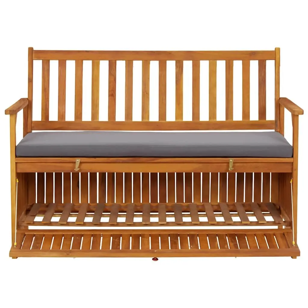 Storage Bench Rustic Wooden 120cm Outdoor Seating with Compartment Grey