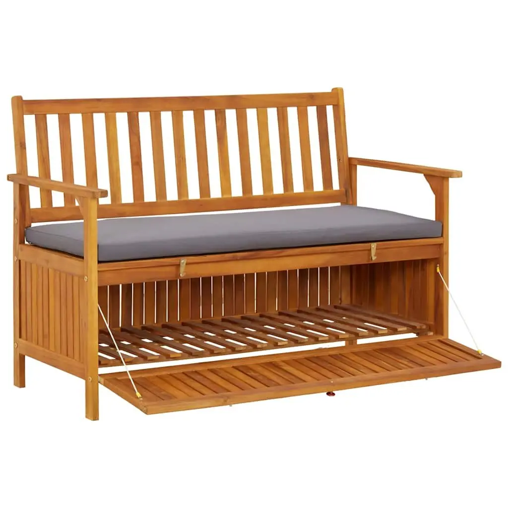 Storage Bench Rustic Wooden 120cm Outdoor Seating with Compartment Grey