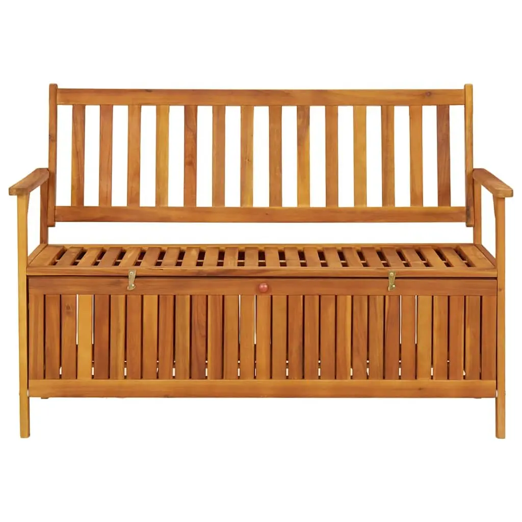 Outdoor Storage Bench Wooden 120cm Garden Seating with Backrest and Armrests
