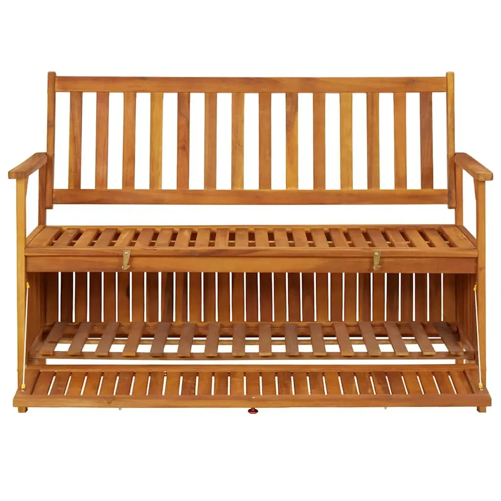 Outdoor Storage Bench Wooden 120cm Garden Seating with Backrest and Armrests