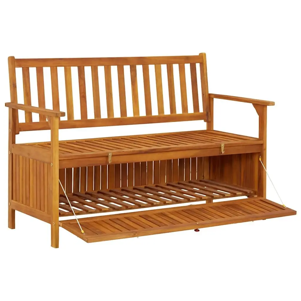 Outdoor Storage Bench Wooden 120cm Garden Seating with Backrest and Armrests
