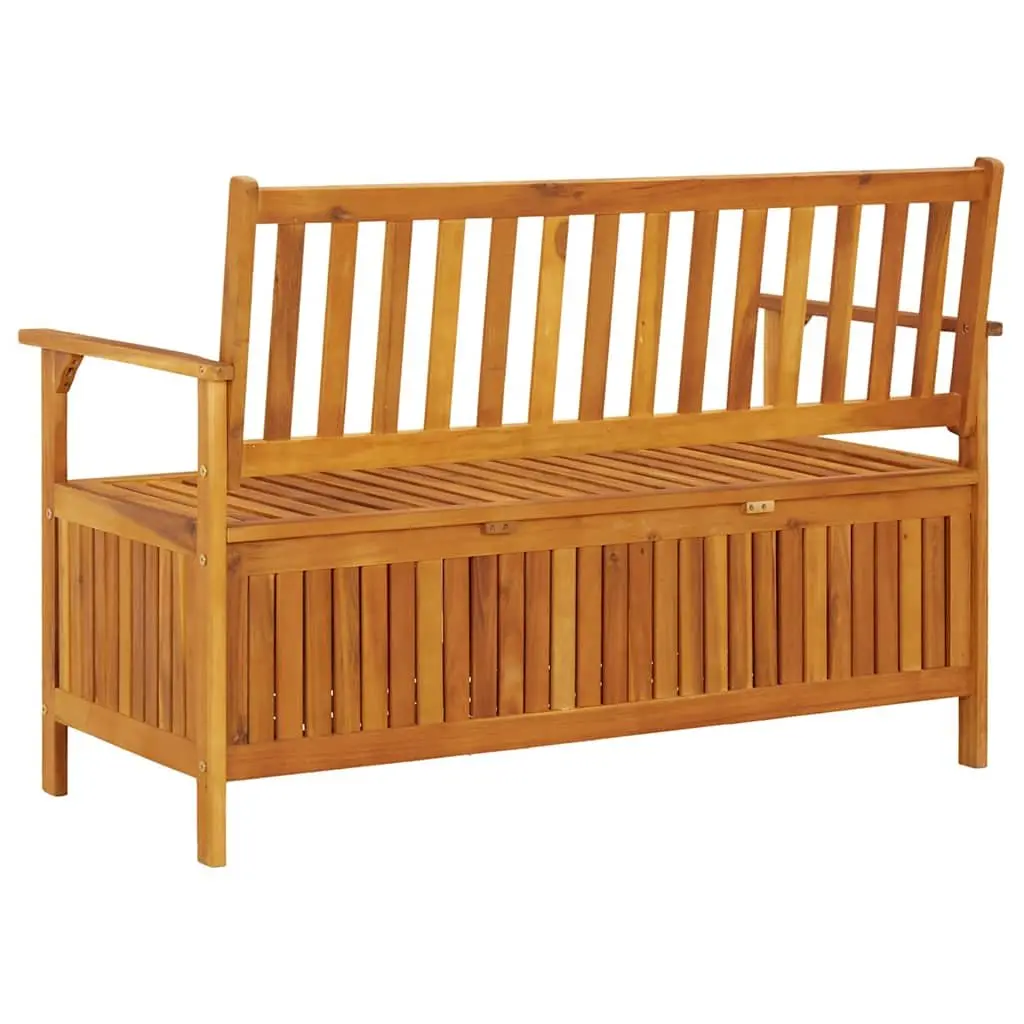Outdoor Storage Bench Wooden 120cm Garden Seating with Backrest and Armrests