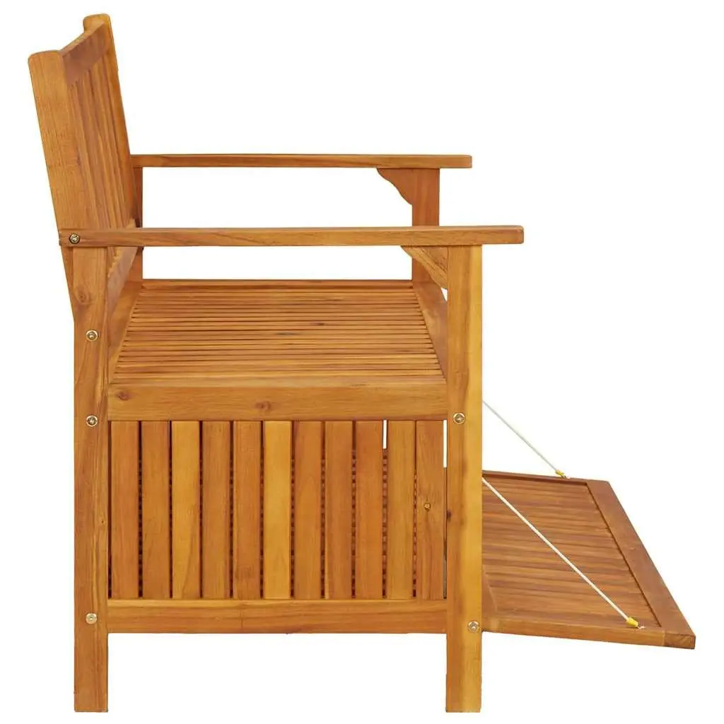 Outdoor Storage Bench Wooden 120cm Garden Seating with Backrest and Armrests