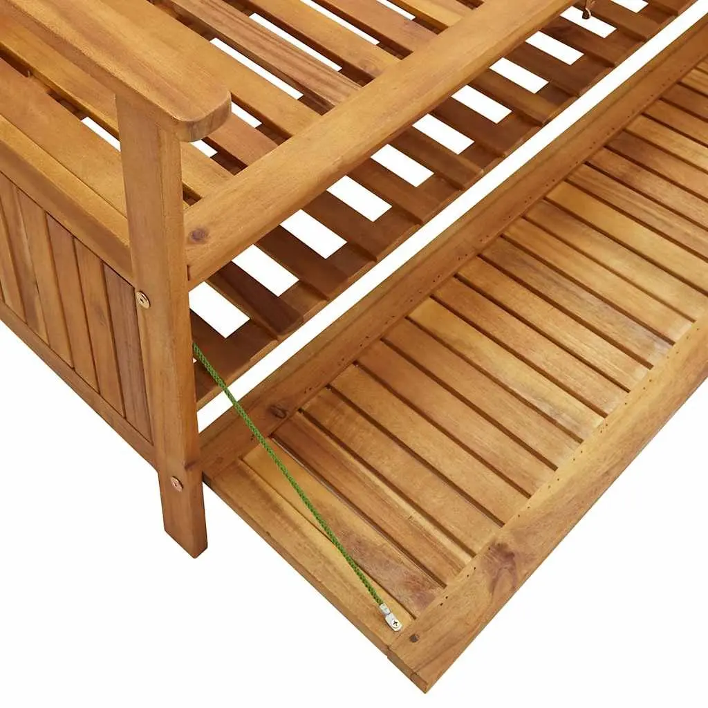 Outdoor Storage Bench Wooden 120cm Garden Seating with Backrest and Armrests