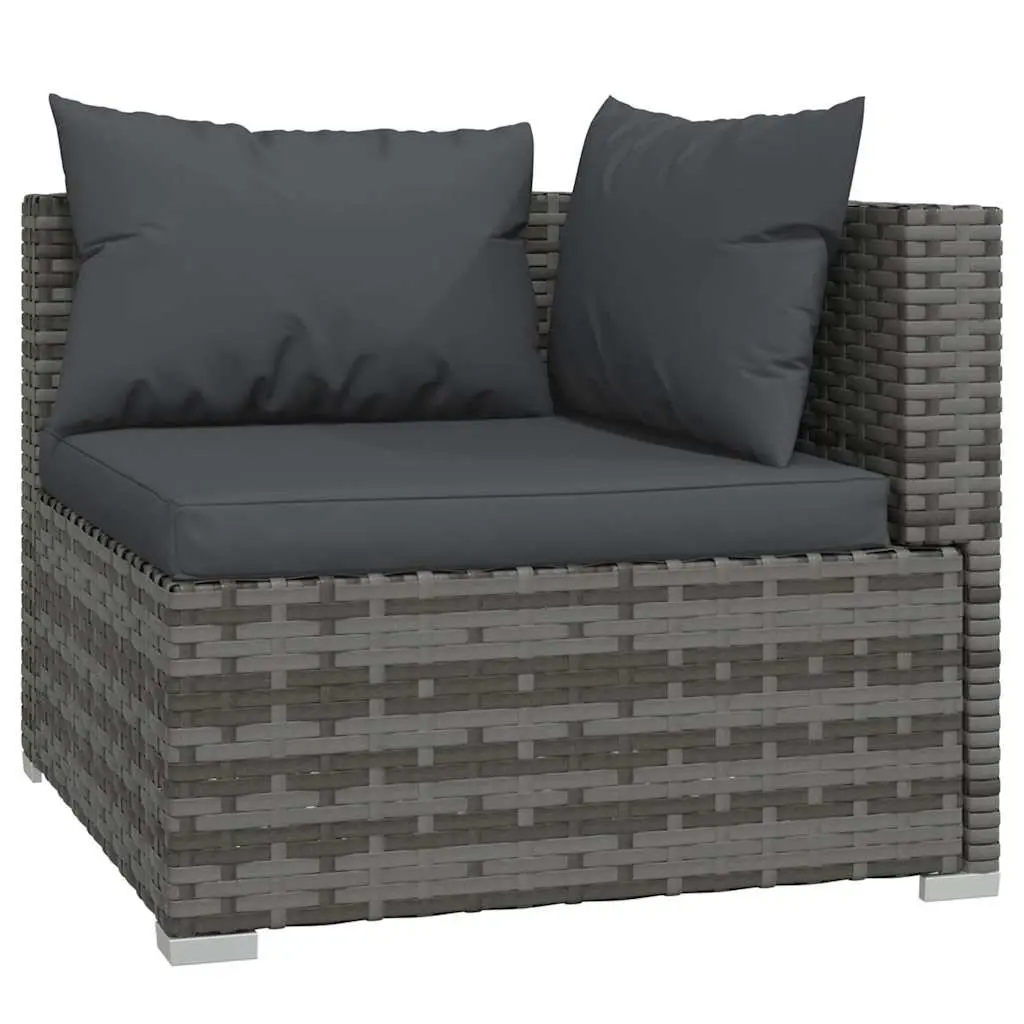 Garden Lounge Set Modular 11 Piece Grey Poly Rattan with Cushions