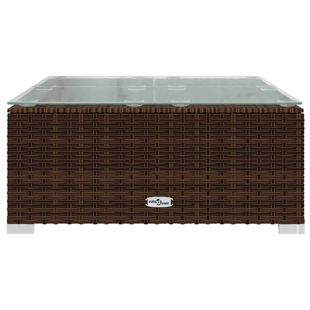 Garden Lounge Set 12 Piece Brown Poly Rattan Outdoor Furniture with Cushions