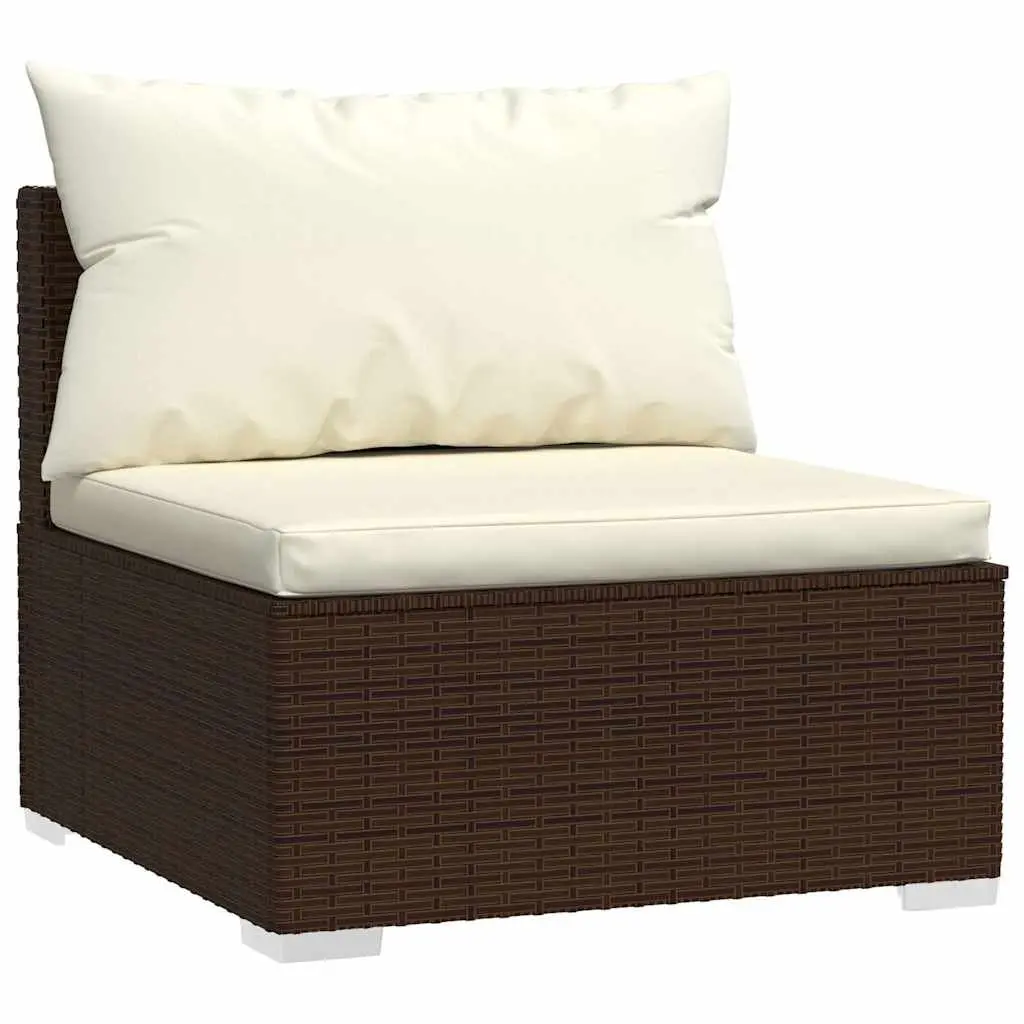 13-Piece Garden Lounge Set with Cushions Brown Poly Rattan Outdoor Furniture