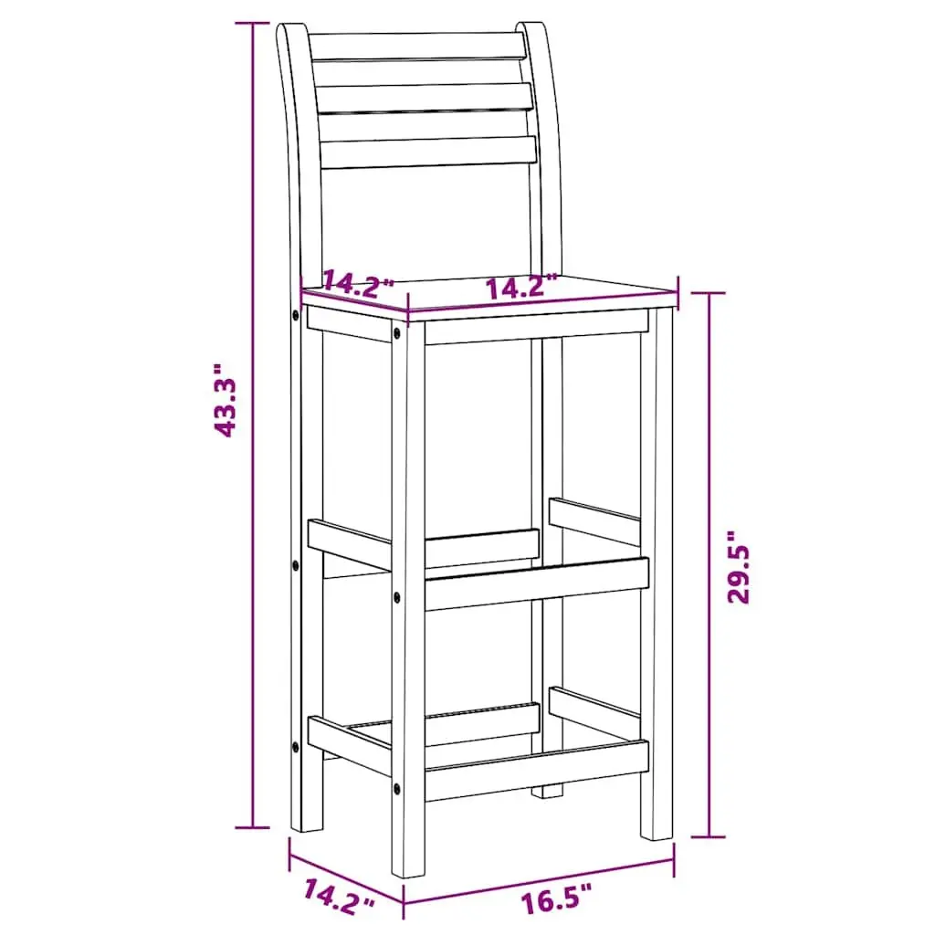 Acacia Wood Bar Stools Set of 4