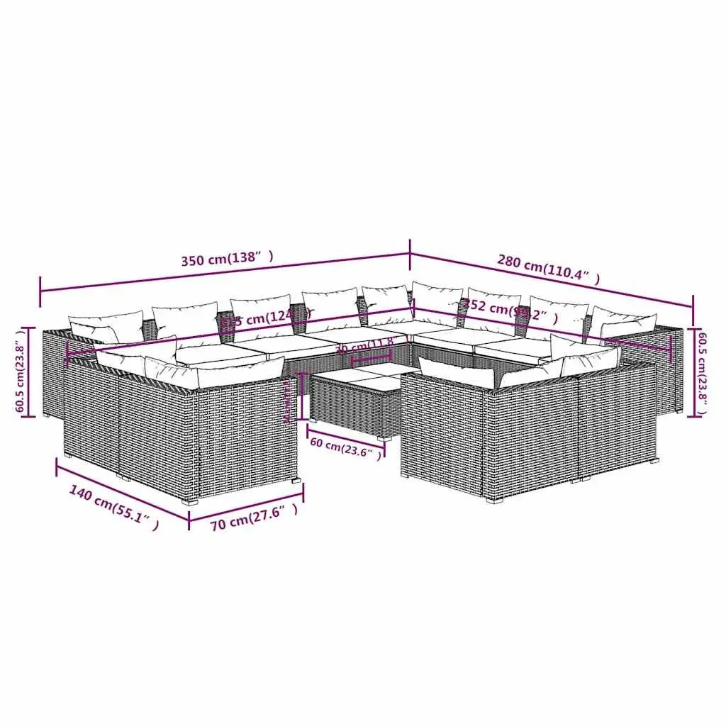 13 Piece Grey Outdoor Lounge Set