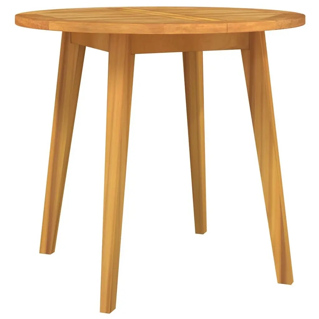 Solid Wood Acacia Garden Table Sturdy Slatted Top 85cm Round Outdoor Dining Furniture Brown