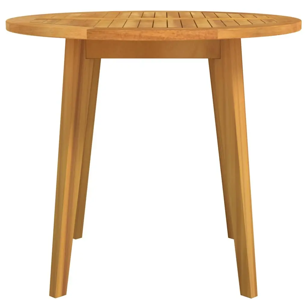 Solid Wood Acacia Garden Table Sturdy Slatted Top 85cm Round Outdoor Dining Furniture Brown