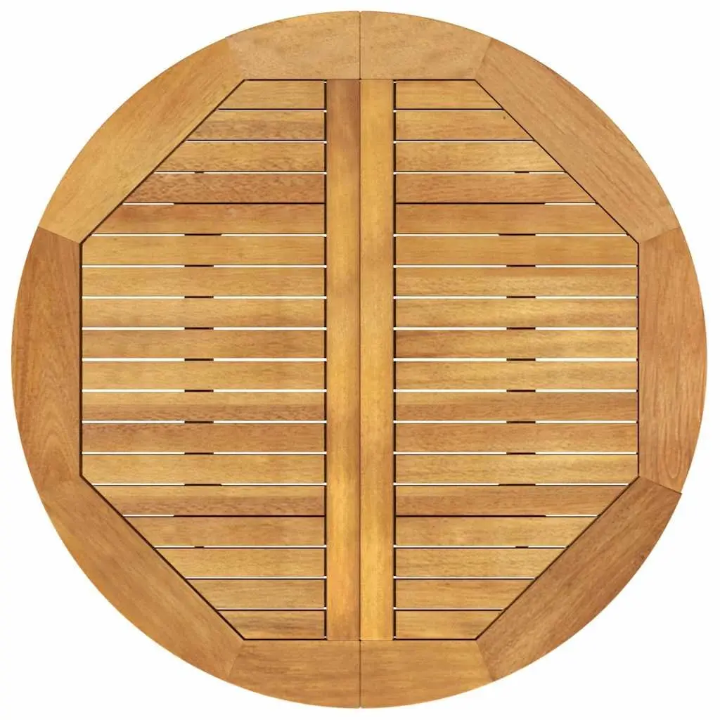 Solid Wood Acacia Garden Table Sturdy Slatted Top 85cm Round Outdoor Dining Furniture Brown