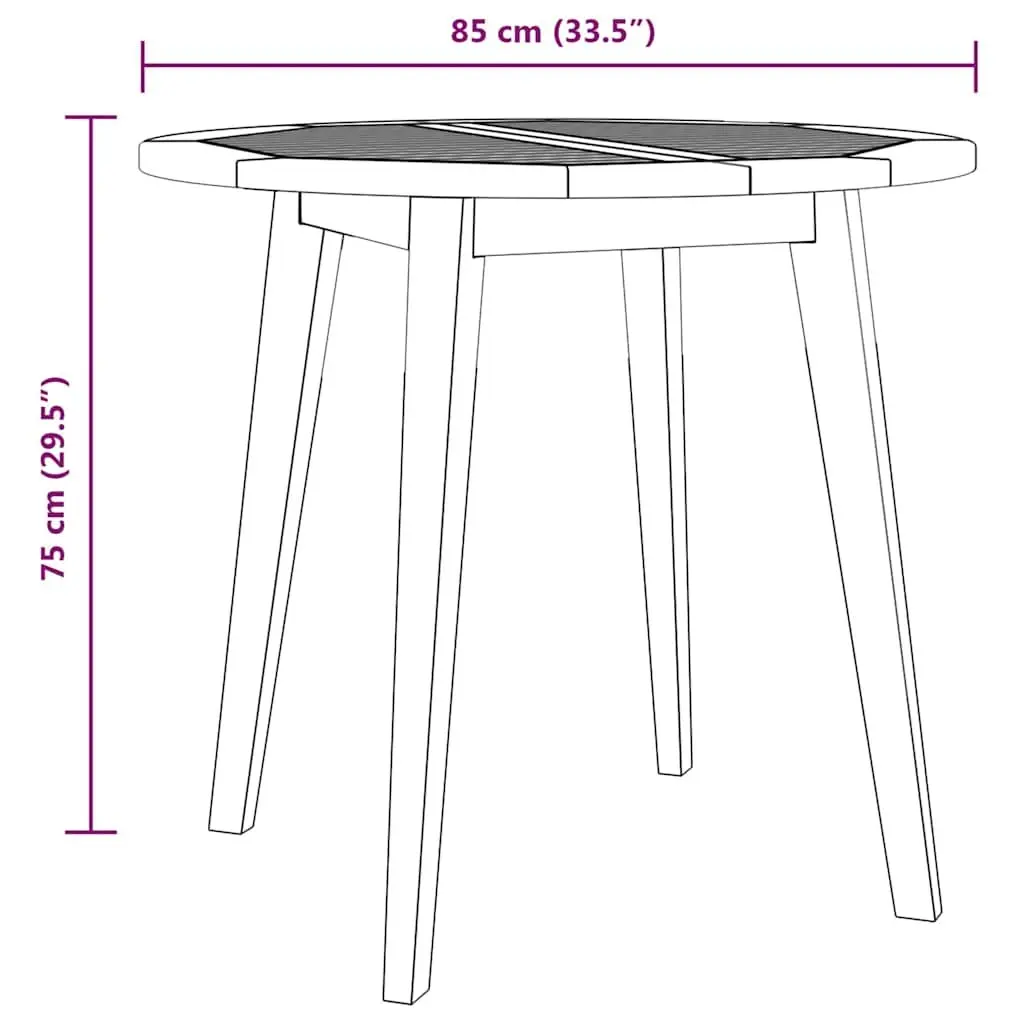 Solid Wood Acacia Garden Table Sturdy Slatted Top 85cm Round Outdoor Dining Furniture Brown