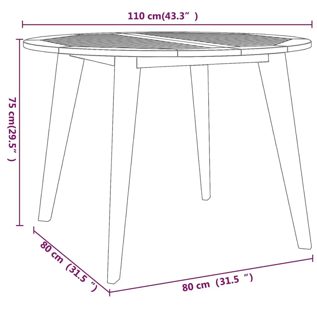 Round Solid Acacia Wood Garden Table Ø110x75 cm Brown