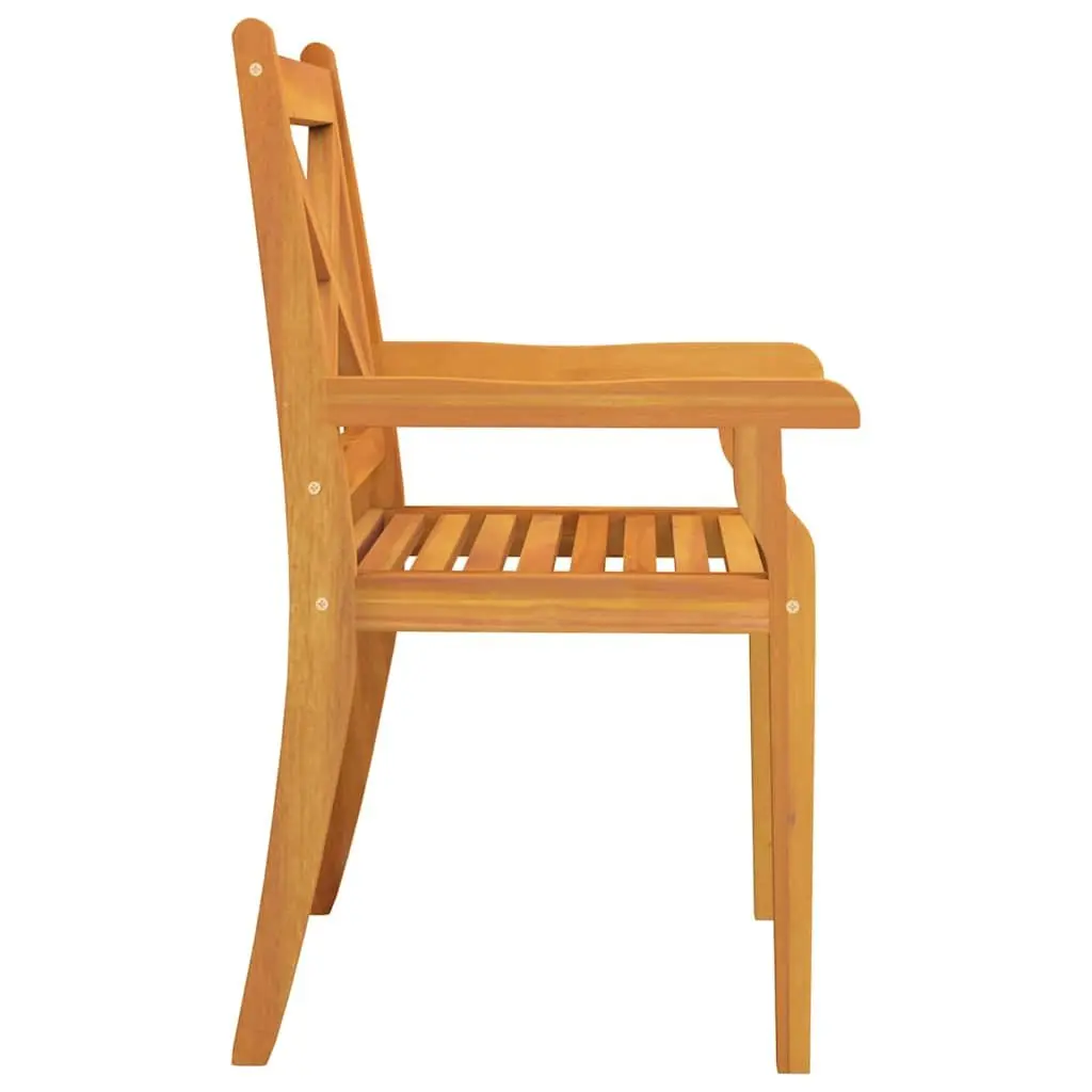 Outdoor Dining Chairs 3 Pcs Solid Wood Garden Patio Furniture Armrest Design