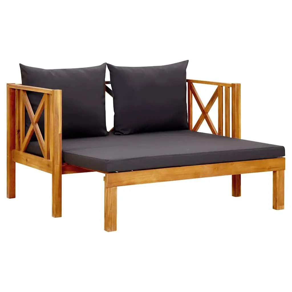 2-Seater Garden Bench Solid Acacia Wood with Cushions Outdoor Indoor Daybed Seat