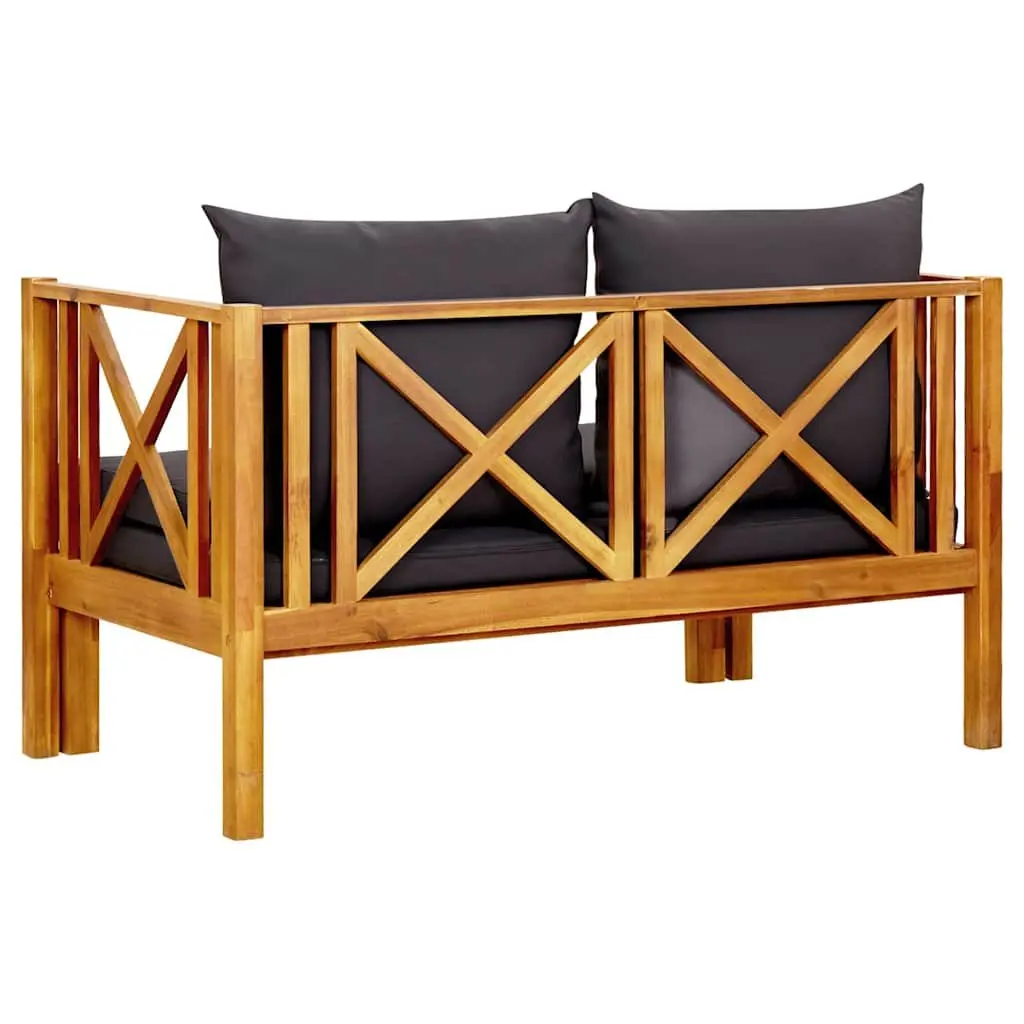 2-Seater Garden Bench Solid Acacia Wood with Cushions Outdoor Indoor Daybed Seat