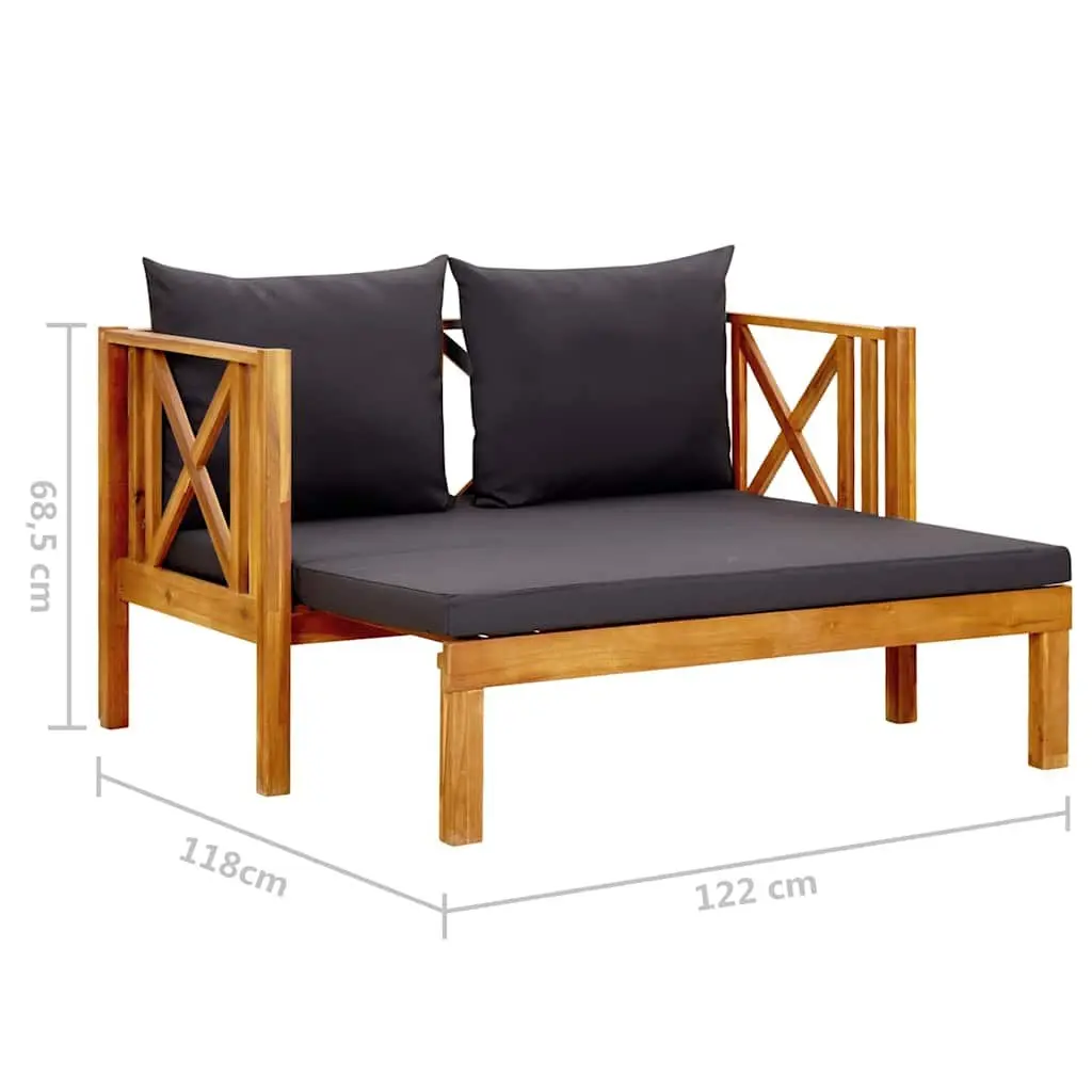 2-Seater Garden Bench Solid Acacia Wood with Cushions Outdoor Indoor Daybed Seat