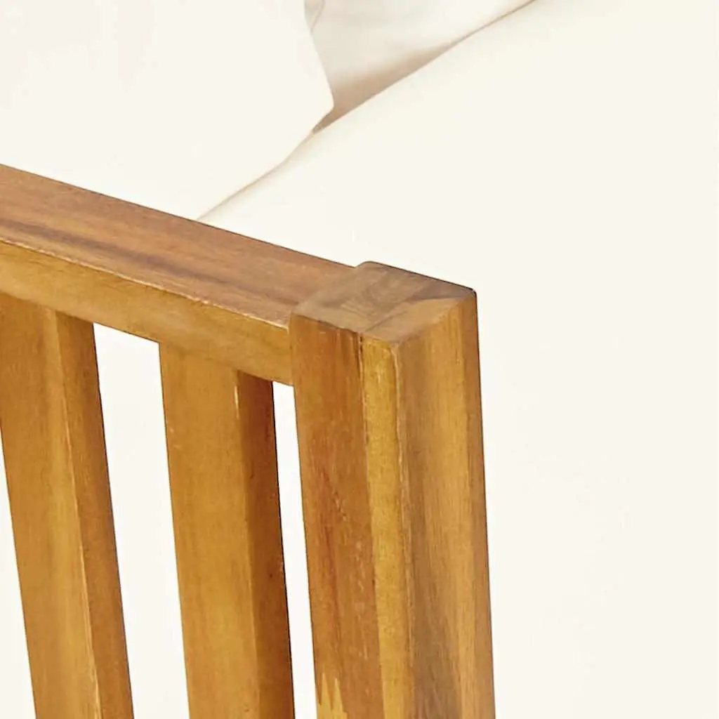 3-Seater Garden Bench Cream Cushions 179cm Outdoor Indoor Wooden Seat Daybed