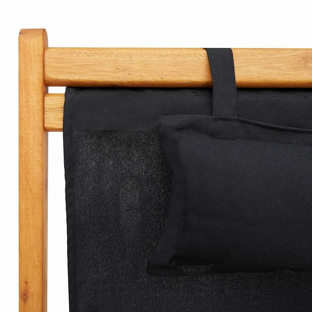 Wooden Reclining Lounge Chair Outdoor Foldable Beach Seat Black