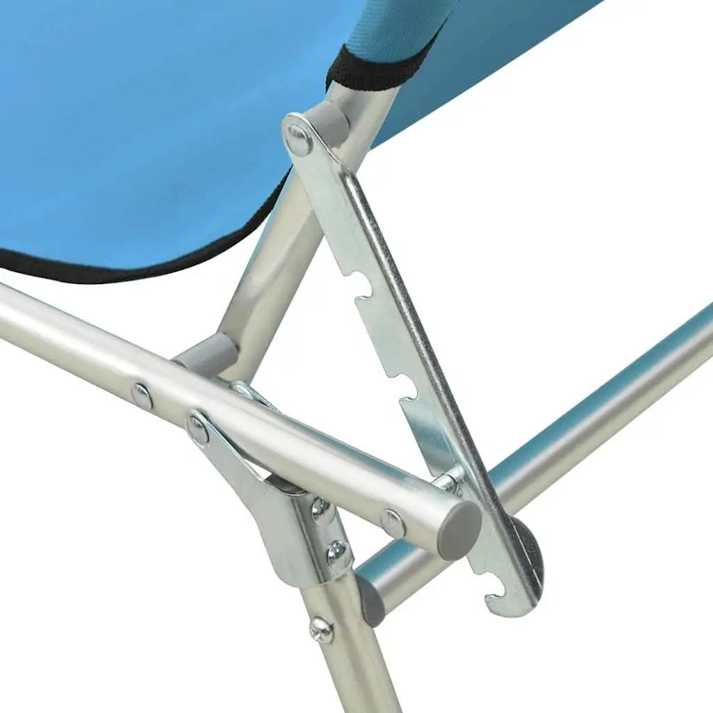 Adjustable Folding Sun Lounger with Canopy Steel Frame Outdoor Turquoise