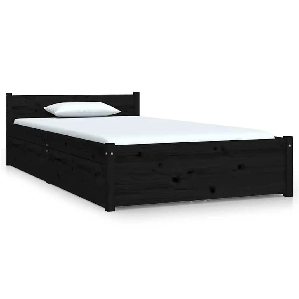 Black Wooden Bed Frame with Storage Solutions