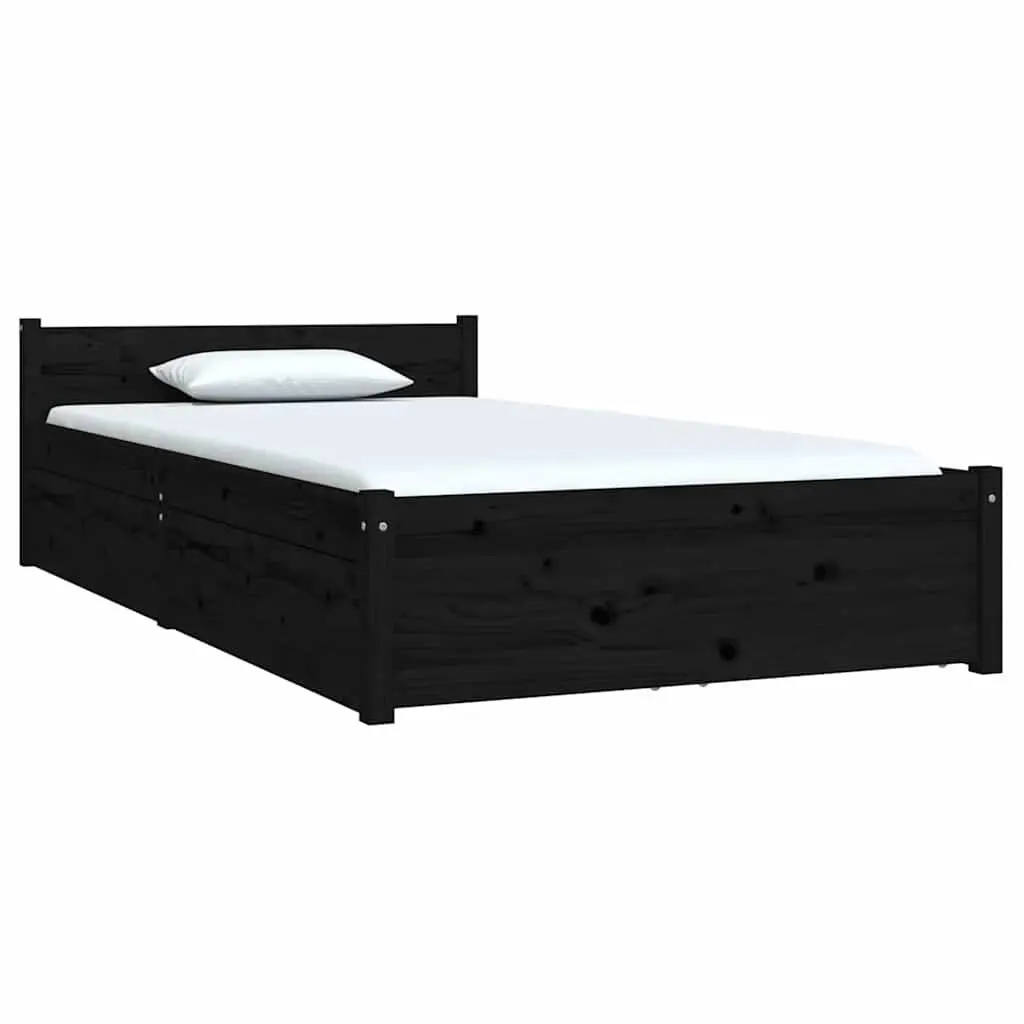 Black Wooden Bed Frame with Storage Solutions