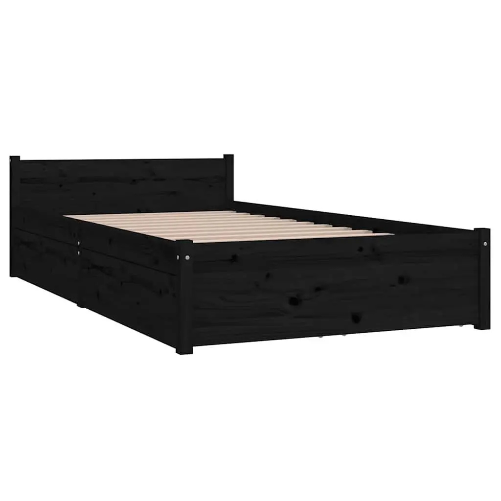 Black Wooden Bed Frame with Storage Solutions
