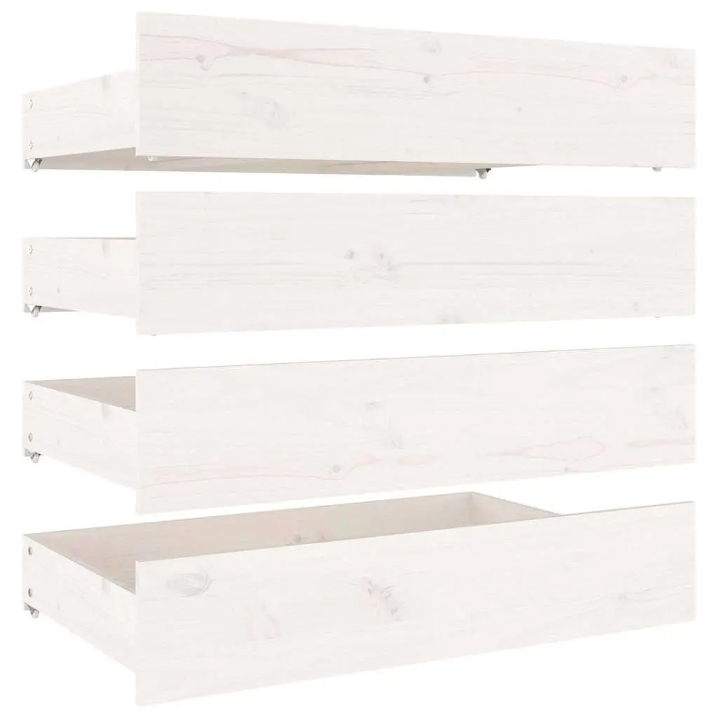 King Bed Frame with Storage Drawers Wooden Slats White 183x203 cm