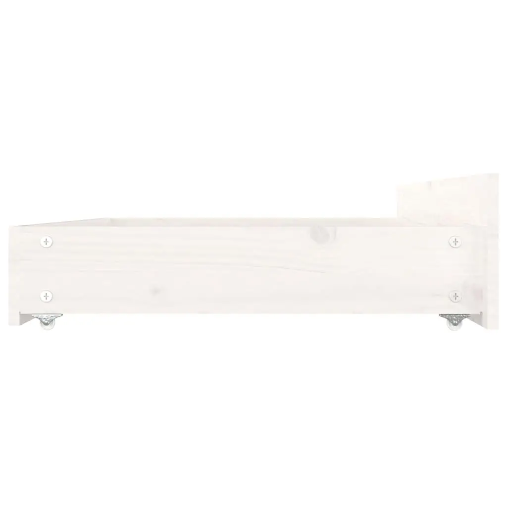 King Bed Frame with Storage Drawers Wooden Slats White 183x203 cm