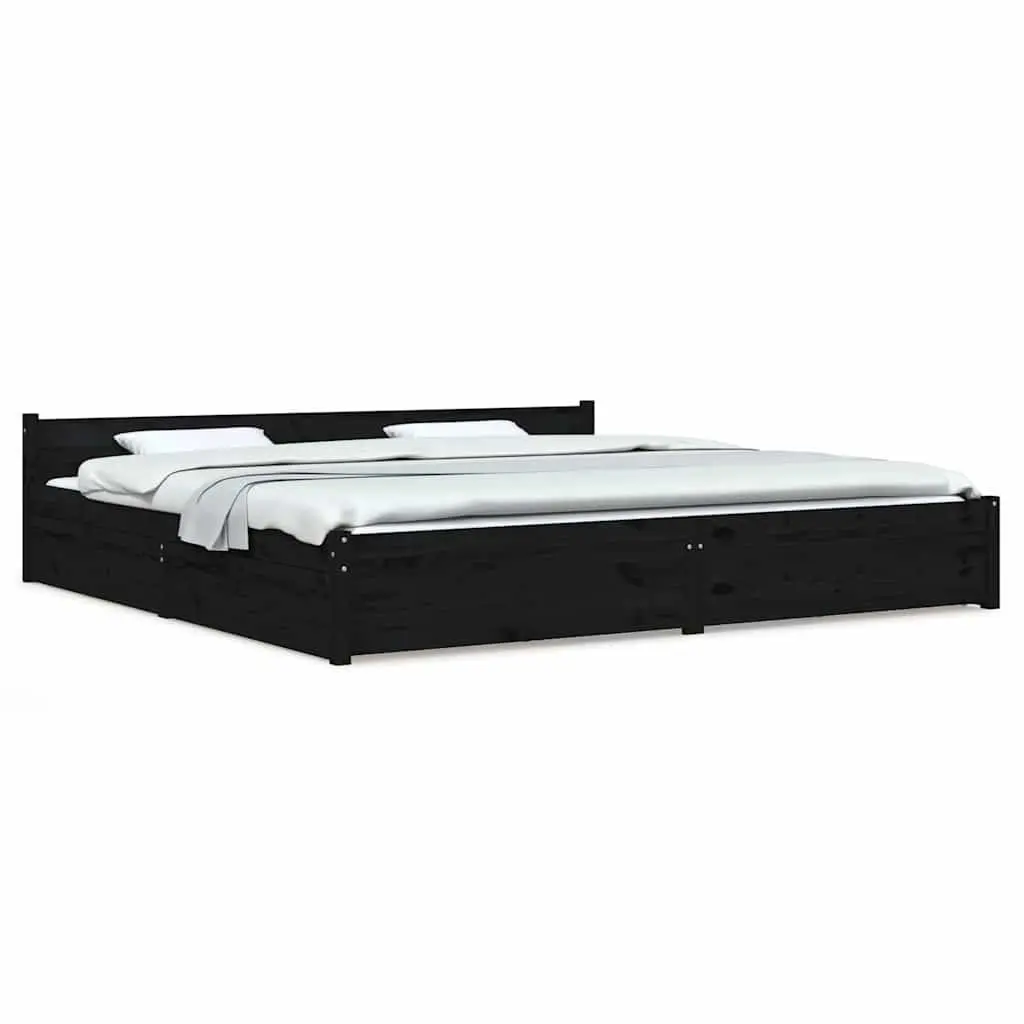 King Bed Frame with Storage Drawers