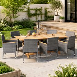 Your Friendly 9 Piece Garden Dining Set with Cushions