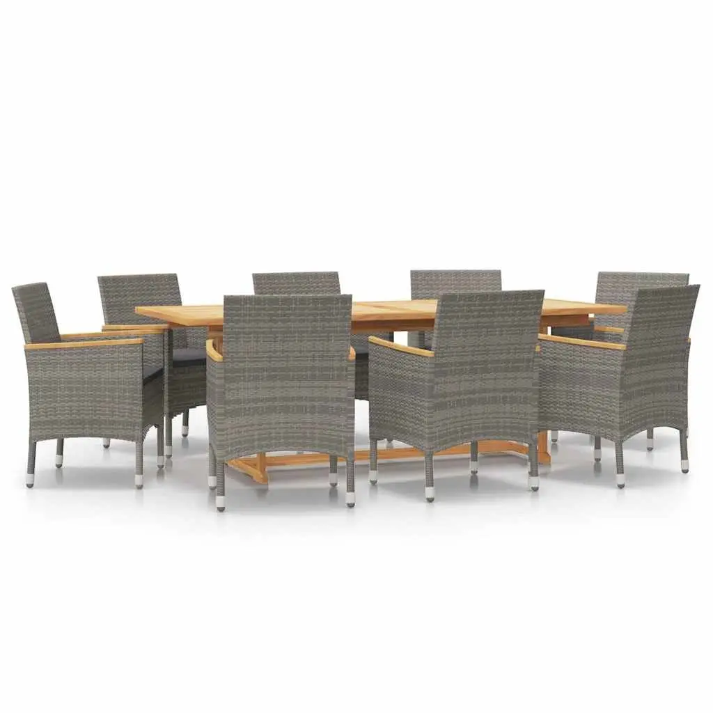 Garden Dining Set 9 Piece Outdoor Furniture Solid Acacia Wood Grey