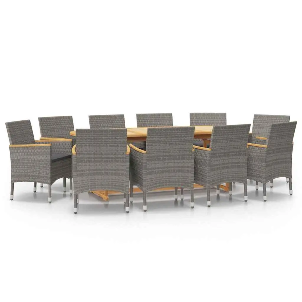 Garden Dining Set Acacia Wood 11 Piece Outdoor Furniture Patio Chairs Table Grey