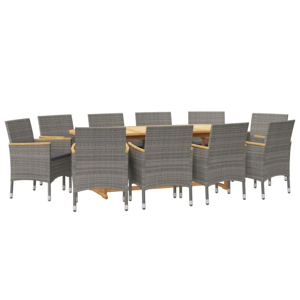 Garden Dining Set Acacia Wood 11 Piece Outdoor Furniture Patio Chairs Table Grey