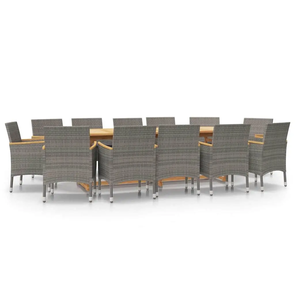 Garden Dining Set 13 Piece Outdoor Furniture Grey with Cushions Acacia Wood