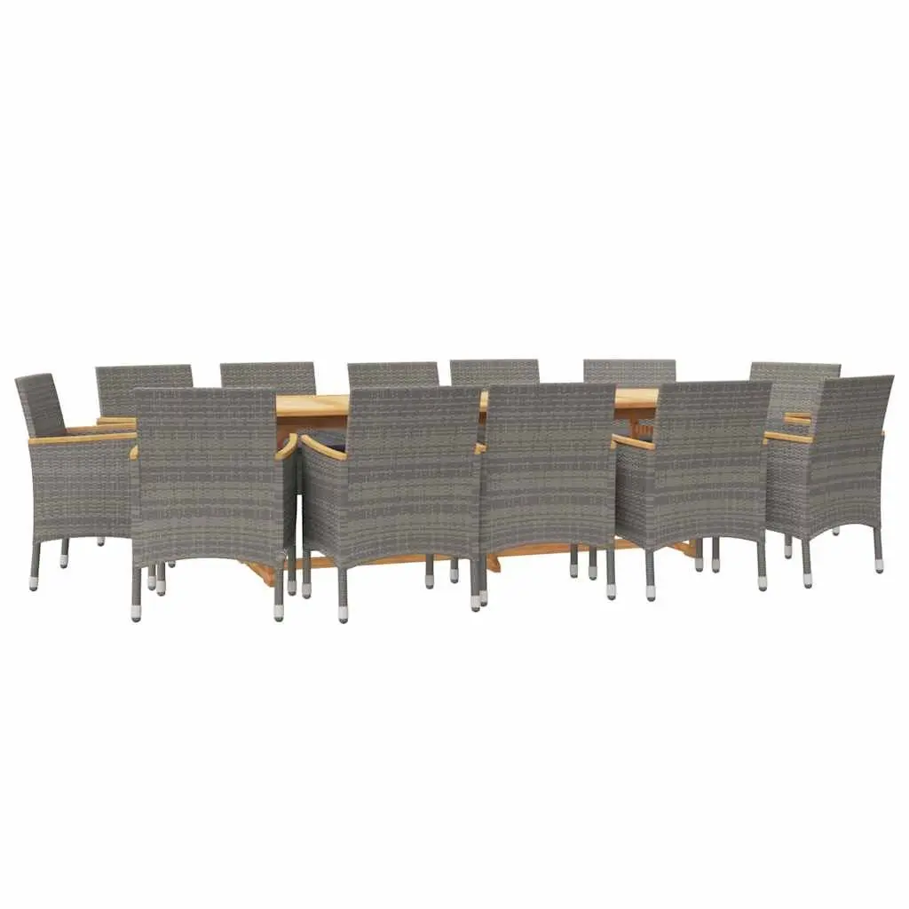 Garden Dining Set 13 Piece Outdoor Furniture Grey with Cushions Acacia Wood