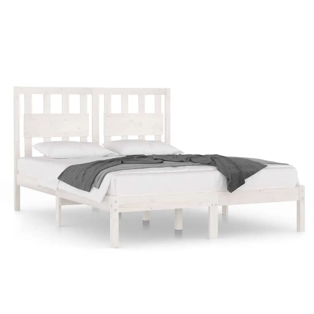 Bed Frame Solid Wood White 135x190 cm