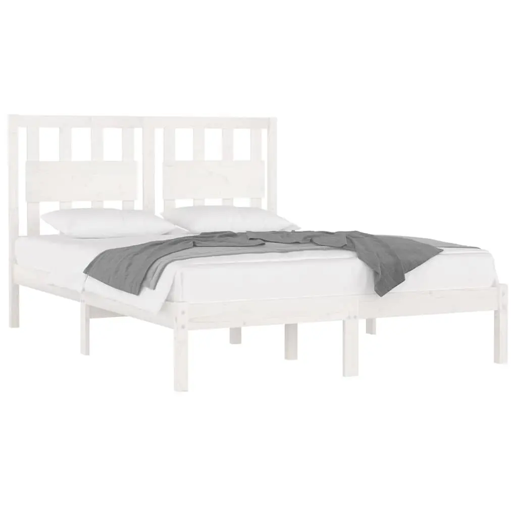 King Bed Frame Solid Pine Wood White 183x203 cm