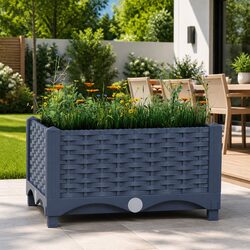 Raised Garden Bed Planter 40x40x23cm Grey Polypropylene Outdoor Pot