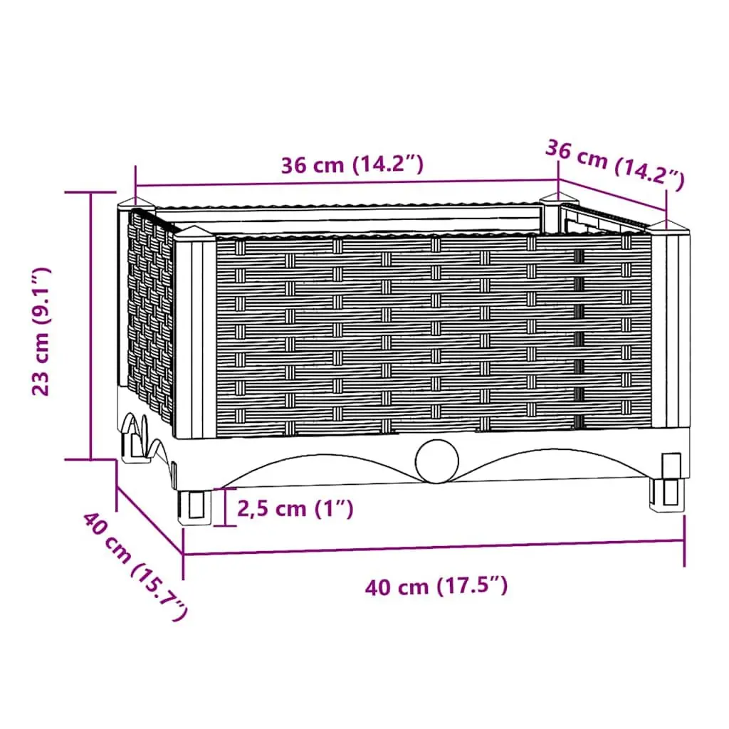 Raised Garden Bed Planter Grey Polypropylene 40x40x23cm