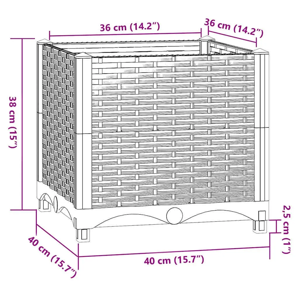 Raised Garden Bed Planter Durable Polypropylene 40x40x38cm Grey